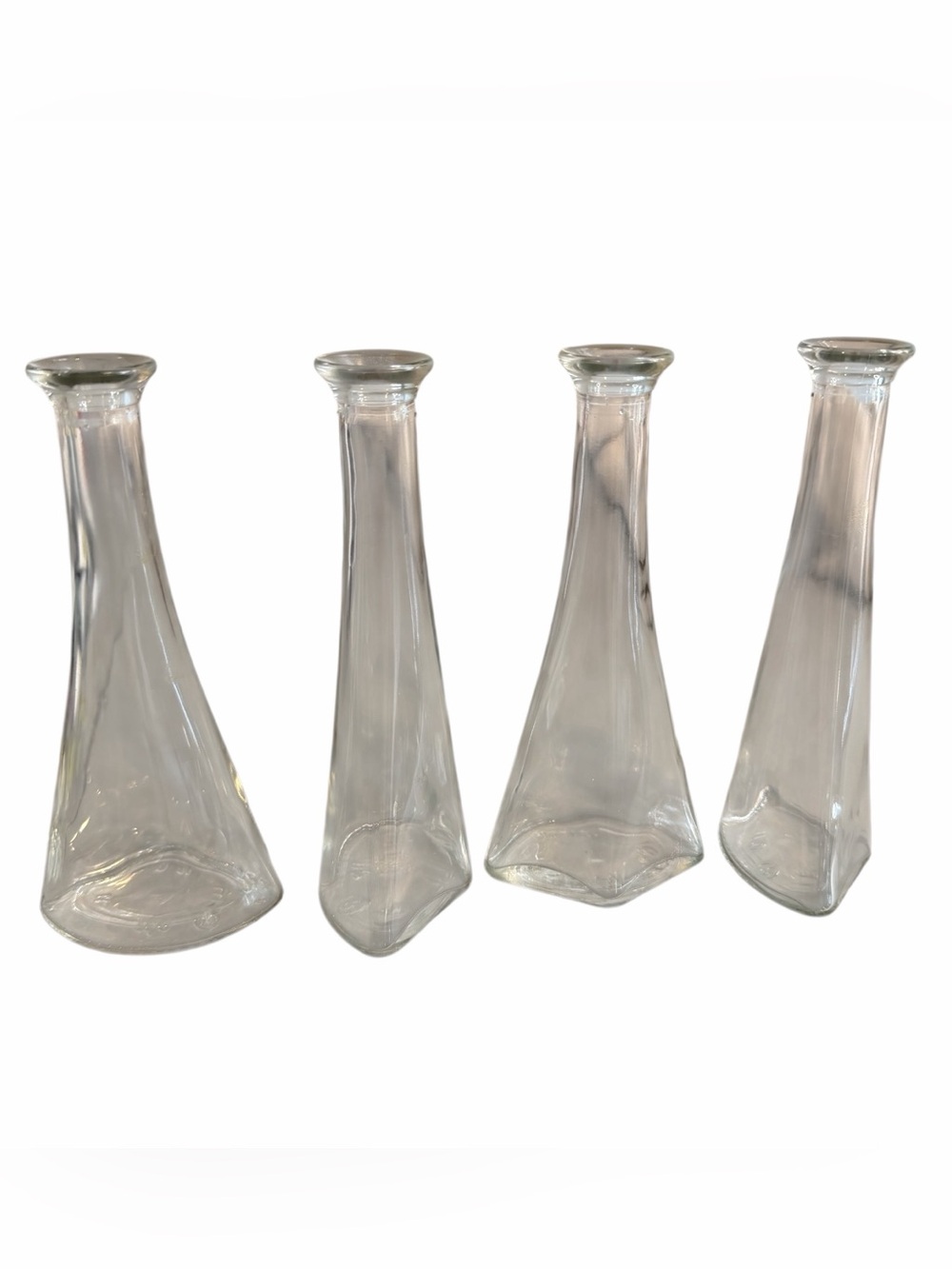 Set of 4 Clear Glass Bud Vases / Oil & Vinegar Bottles